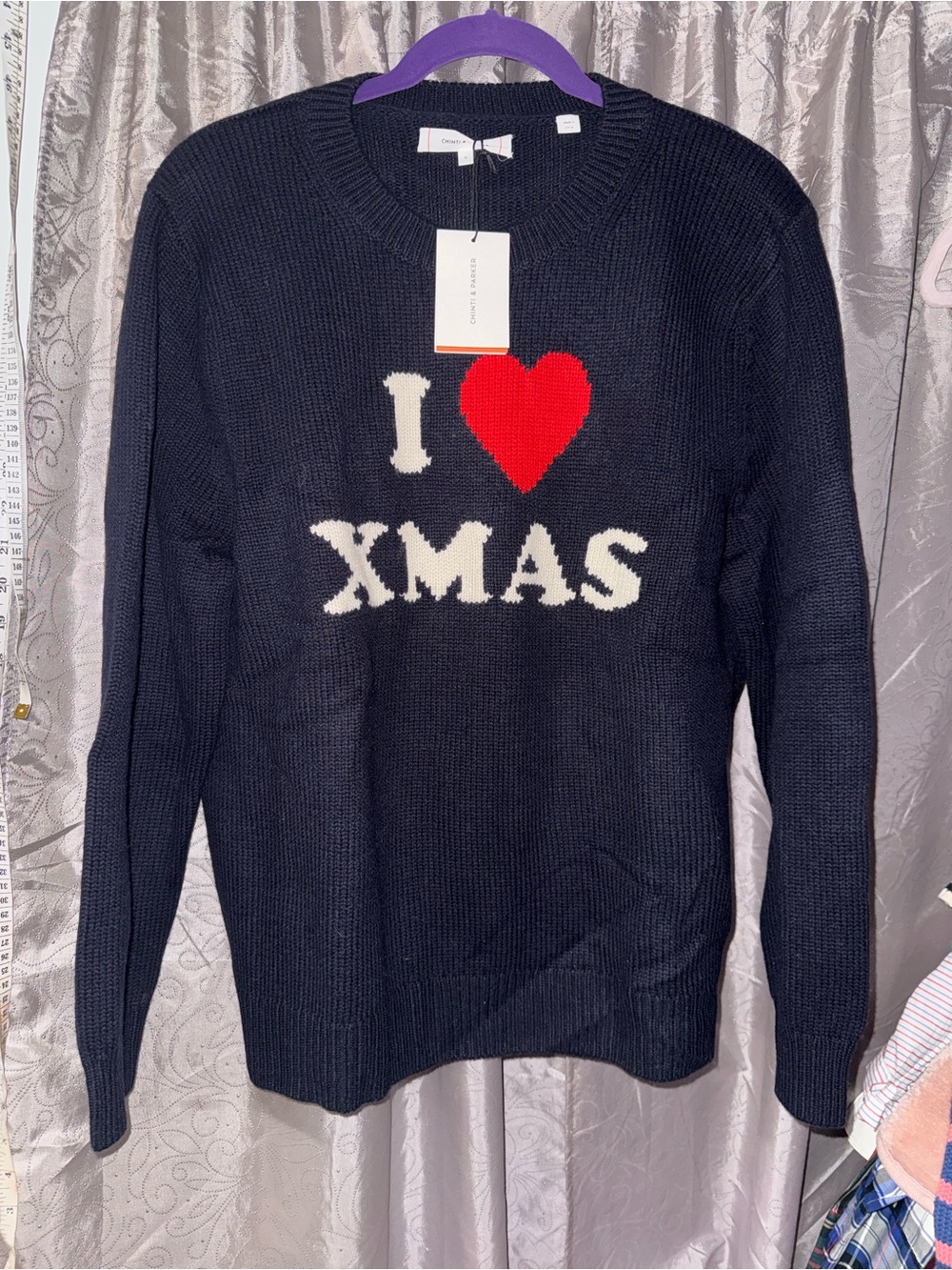 Chinti & Parker Navy Knit 'I ♥ XMAS' Sweater